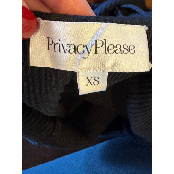 Privacy Please Bodysuit Women XS Black Ribbed Knit Square Neck Adjustable Straps - Picture 9 of 11